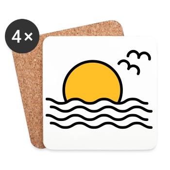 Coucher de soleil - Dessous de verre (lot de 4) - blanc - Devant