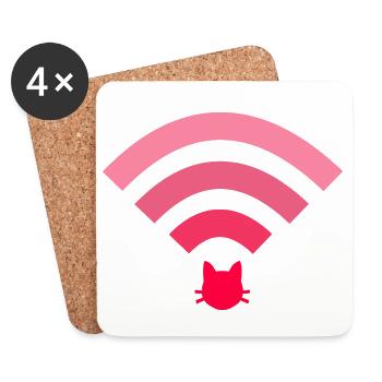 wifi cat pink - Coasters (set of 4) - white - Front