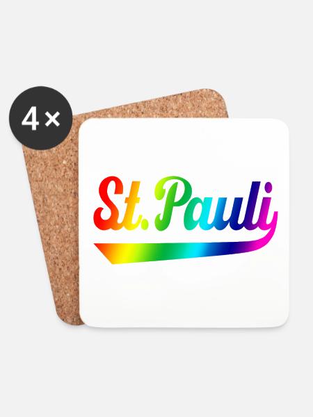 St Pauli Hamburg Regenbogen - Untersetzer (4er-Set) - Weiß