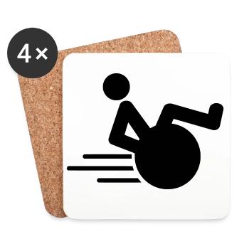 Wheelie avec fauteuil roulant représente l’agilité * - Dessous de verre (lot de 4) - blanc - Devant