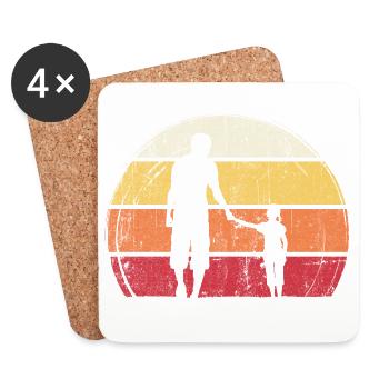 Sunset Silhouette: Father and Child - Coasters (set of 4) - white - Front