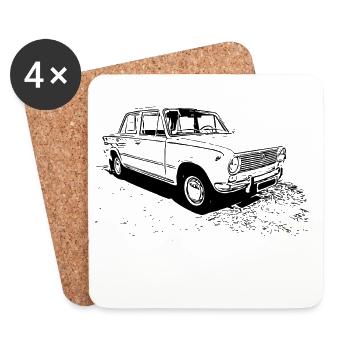 WAS 2101, VAZ-2101 - Dessous de verre (lot de 4) - blanc - Devant