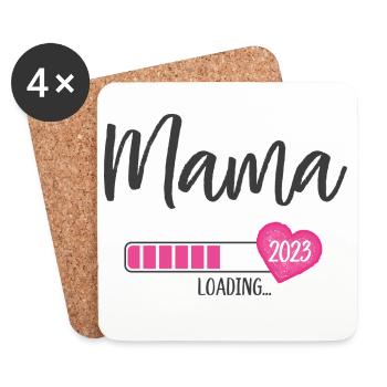 Mama Loading 2023 Herz Mädchen Rosa Werdende Mama - Untersetzer (4er-Set) - Weiß - Vorne