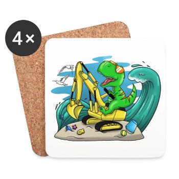 Dino at the beach - Untersetzer (4er-Set) - Weiß - Vorne