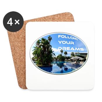 Rêves Vacances Suivre Soleil Plage Palmiers - Dessous de verre (lot de 4) - blanc - Devant