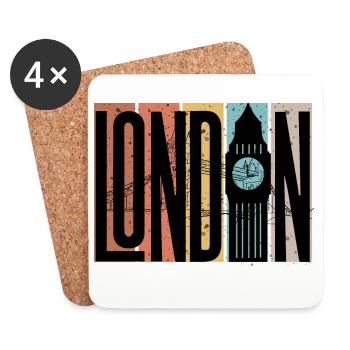 London Skyline Bold Blocks - Untersetzer (4er-Set) - Weiß - Vorne