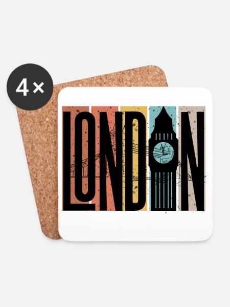 London Skyline Bold Blocks - Coasters (set of 4) - white