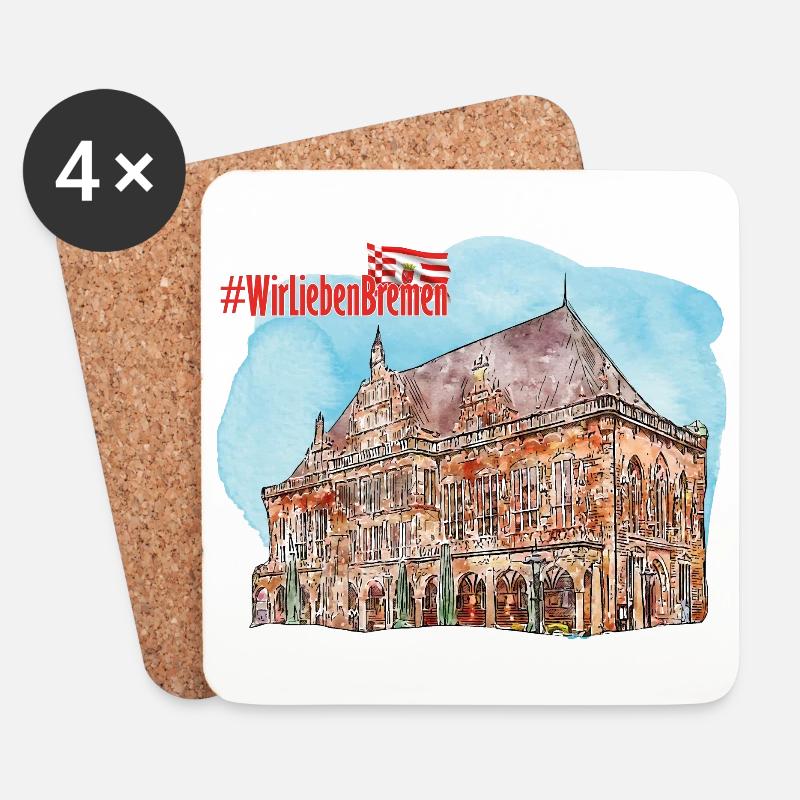 Wir Lieben Bremen (Bremer Rathaus) - Untersetzer (4er-Set) - Weiß