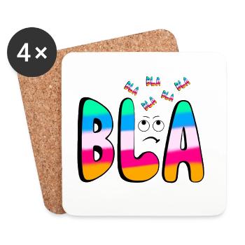BLA BLA BLA Regenbogenschrift auf Schwarz - Untersetzer (4er-Set) - Weiß - Vorne