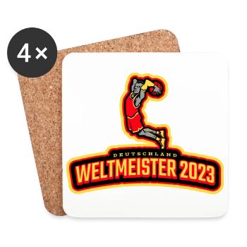 Basketball TShirt Weltmeister Geschenk 2023 Dunk - Untersetzer (4er-Set) - Weiß - Vorne