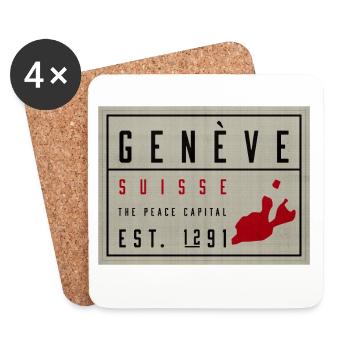 Genève Suisse Friedenskapital Vintage - Untersetzer (4er-Set) - Weiß - Vorne