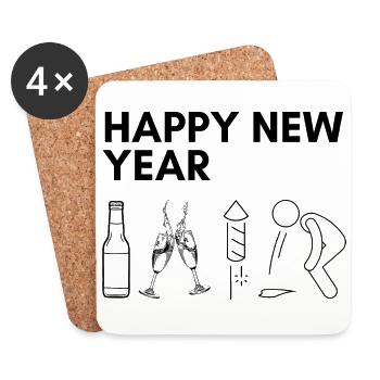 Silvester | Party | Feiern | New Year | Drinken - Untersetzer (4er-Set) - Weiß - Vorne