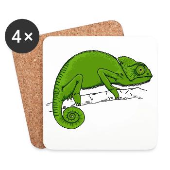 Chameleon green - Coasters (set of 4) - white - Front