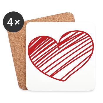 Je t’aime, mon cœur. Grand Cœur - Dessous de verre (lot de 4) - blanc - Devant