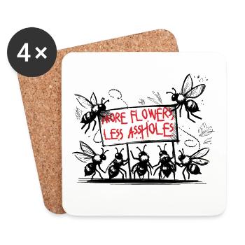 Save the Bees Nature Saying Illustration Flowers - Coasters (set of 4) - white - Front
