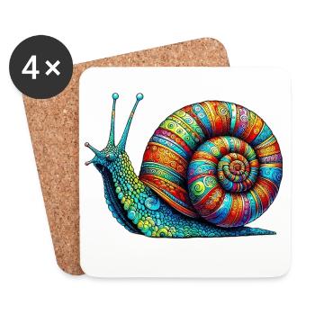Escargot - Dessous de verre (lot de 4) - blanc - Devant