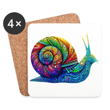 Schnecke - Untersetzer (4er-Set) - Weiß - Vorne