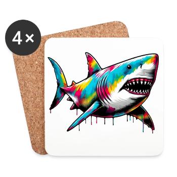 Requin - Dessous de verre (lot de 4) - blanc - Devant