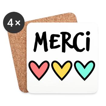 MERCI. MAÎTRESSE. MAÎTRE. MERCI MAÎTRESSE - Dessous de verre (lot de 4) - blanc - Devant