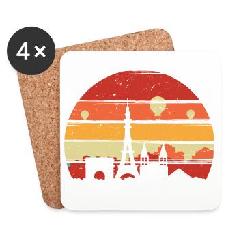 Silhouette de la ligne d’horizon du coucher de soleil à Paris - Dessous de verre (lot de 4) - blanc - Devant