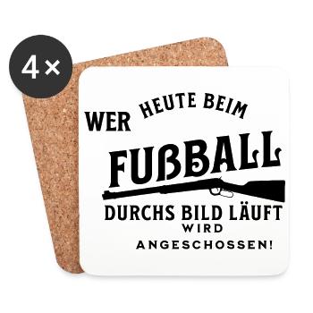 Fußball und TV - lustiger Spruch Fuba gucken - Untersetzer (4er-Set) - Weiß - Vorne