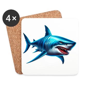 Requin - Dessous de verre (lot de 4) - blanc - Devant