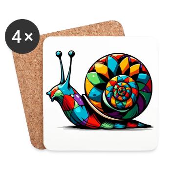 Escargot arlequin - Dessous de verre (lot de 4) - blanc - Devant