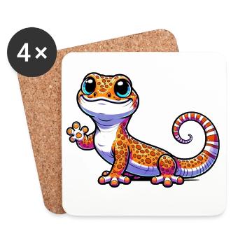 Gecko - Untersetzer (4er-Set) - Weiß - Vorne