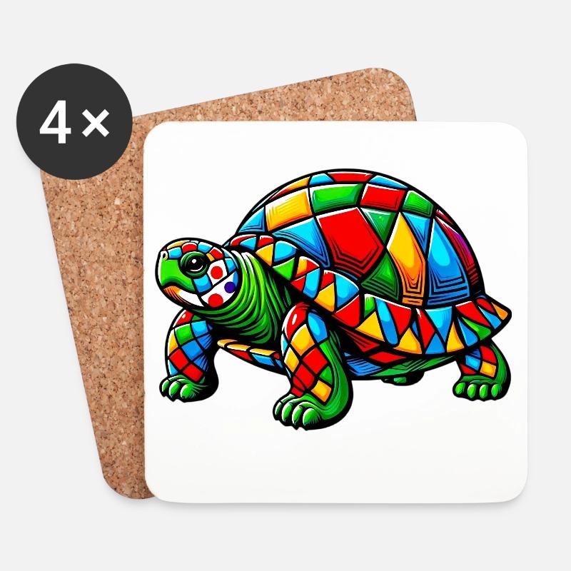 Harlekin-Schildkröte - Untersetzer (4er-Set) - Weiß