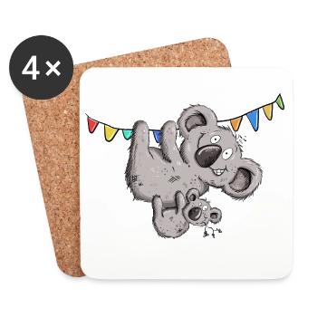 Drôle d’ours koala avec douche de bébé koala - Dessous de verre (lot de 4) - blanc - Devant