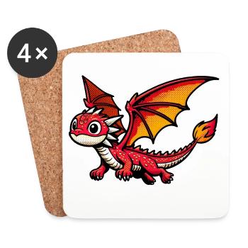 Drache - Untersetzer (4er-Set) - Weiß - Vorne