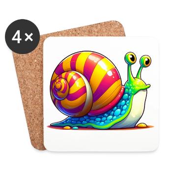 Schnecke - Untersetzer (4er-Set) - Weiß - Vorne