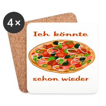Lebendige Pizza mit frischen Zutaten - Untersetzer (4er-Set) - Weiß - Vorne