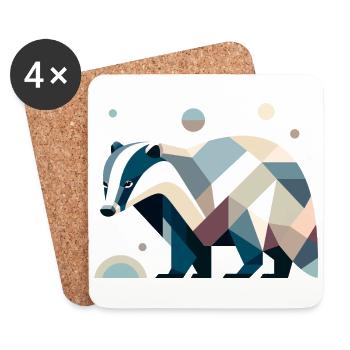 Geometric Badger - Coasters (set of 4) - white - Front