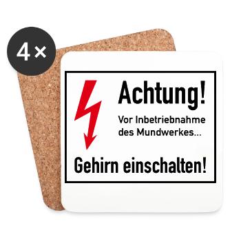 Vor Inbetriebnahme des Mundwerks - Gehirn einsch - Untersetzer (4er-Set) - Weiß - Vorne