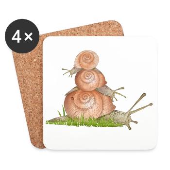 Vineyard snails on snail family excursion - Coasters (set of 4) - white - Front