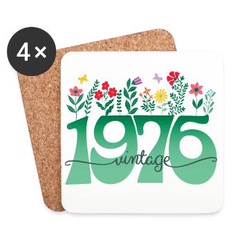 1976 Blumen 50 Jahre Jubiläum Frau - Untersetzer (4er-Set) - Weiß - Vorne