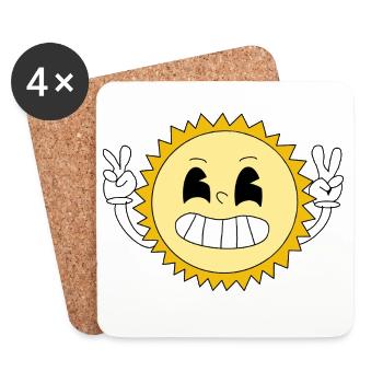 Soleil Sourire Joyeux - Dessous de verre (lot de 4) - blanc - Devant