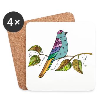 Bunter Vogel - Untersetzer (4er-Set) - Weiß - Vorne