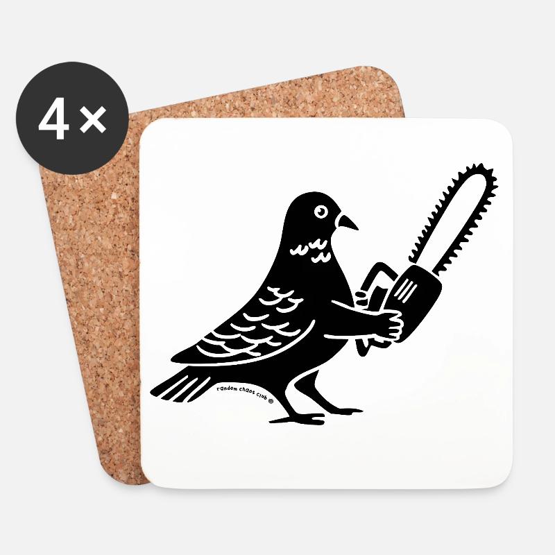 Cursed Pigeon Design – Dark Humor Bird Artwork  - Untersetzer (4er-Set) - Weiß