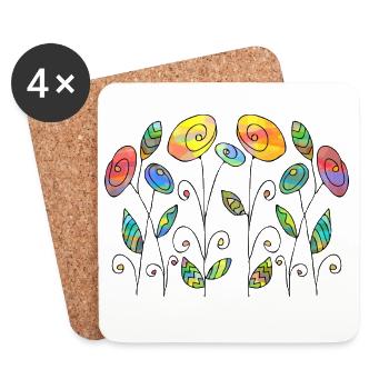 Fleur - Dessous de verre (lot de 4) - blanc - Devant