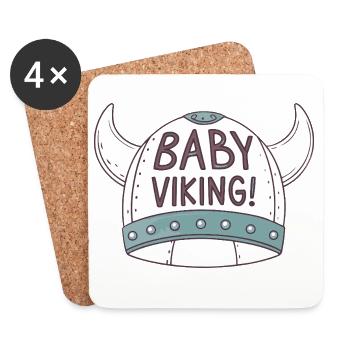 Baby Wikinger Helm illustriert - Untersetzer (4er-Set) - Weiß - Vorne