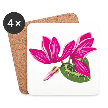 Strauß Alpenveilchenblüten - Untersetzer (4er-Set) - Weiß - Vorne