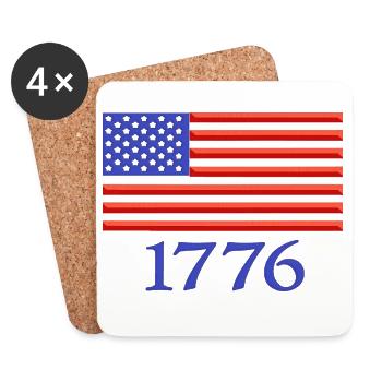 1776 Amerikanische Flagge bestickt - Untersetzer (4er-Set) - Weiß - Vorne
