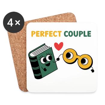 Couple parfait : nuage et parapluie - Dessous de verre (lot de 4) - blanc - Devant