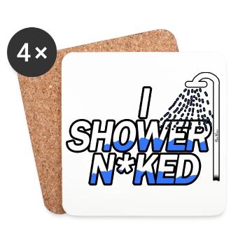 Unter der Dusche N*ked - Untersetzer (4er-Set) - Weiß - Vorne