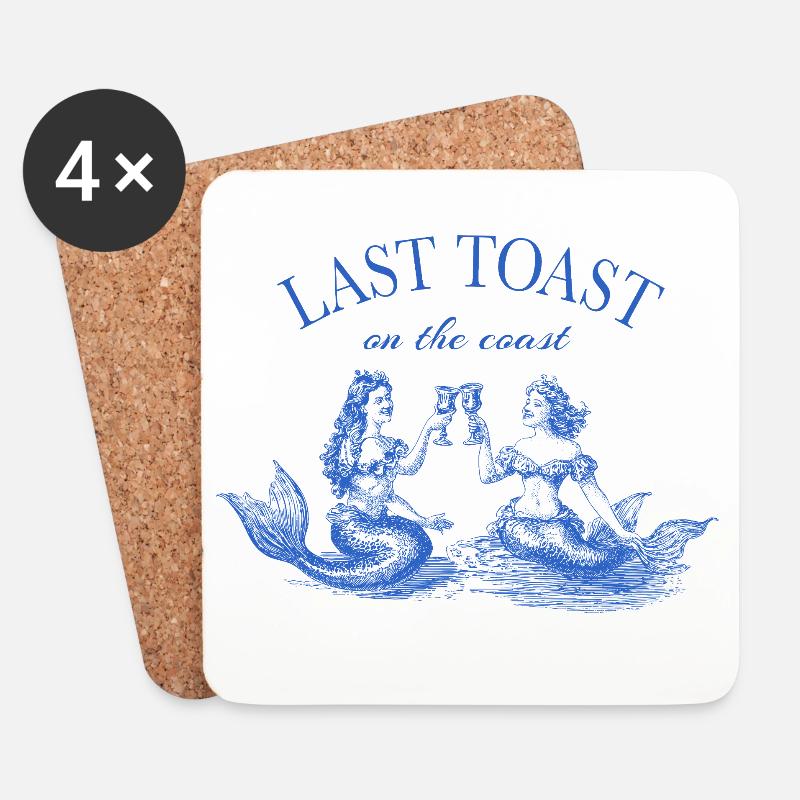 Letzter Toast an der Küste - Junggesellinnen-Spruch - Untersetzer (4er-Set) - Weiß