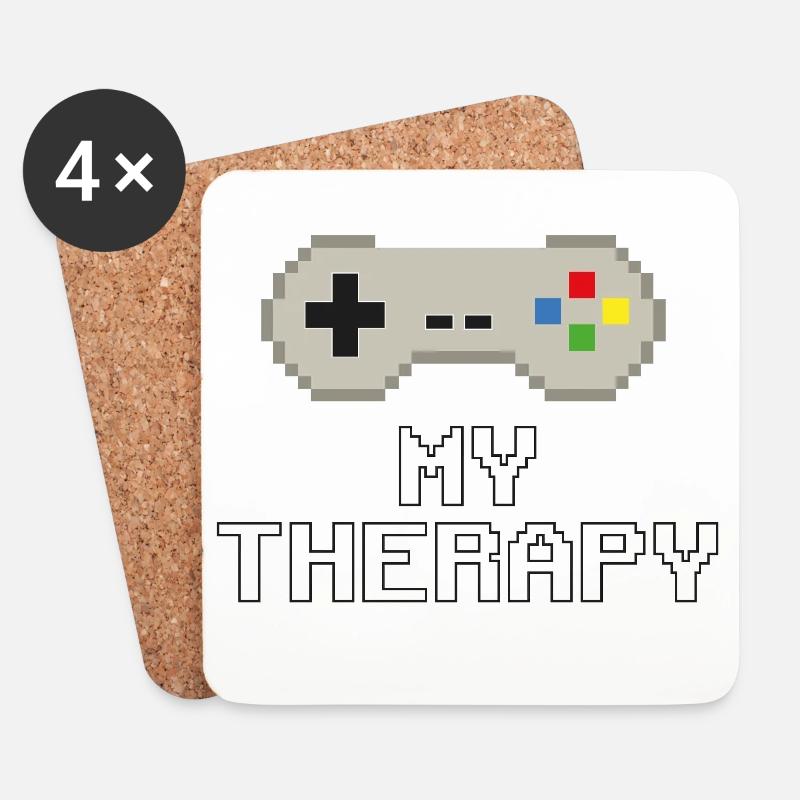 Meine Therapie – Pixel Power - Untersetzer (4er-Set) - Weiß