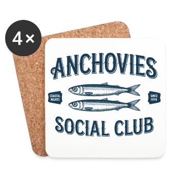 Anchovies Social Club - Untersetzer (4er-Set) - Weiß - Vorne
