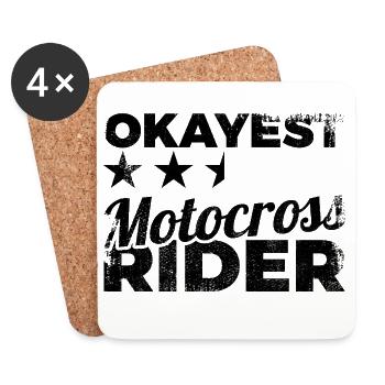 Drôle de pilote de motocross - Dessous de verre (lot de 4) - blanc - Devant